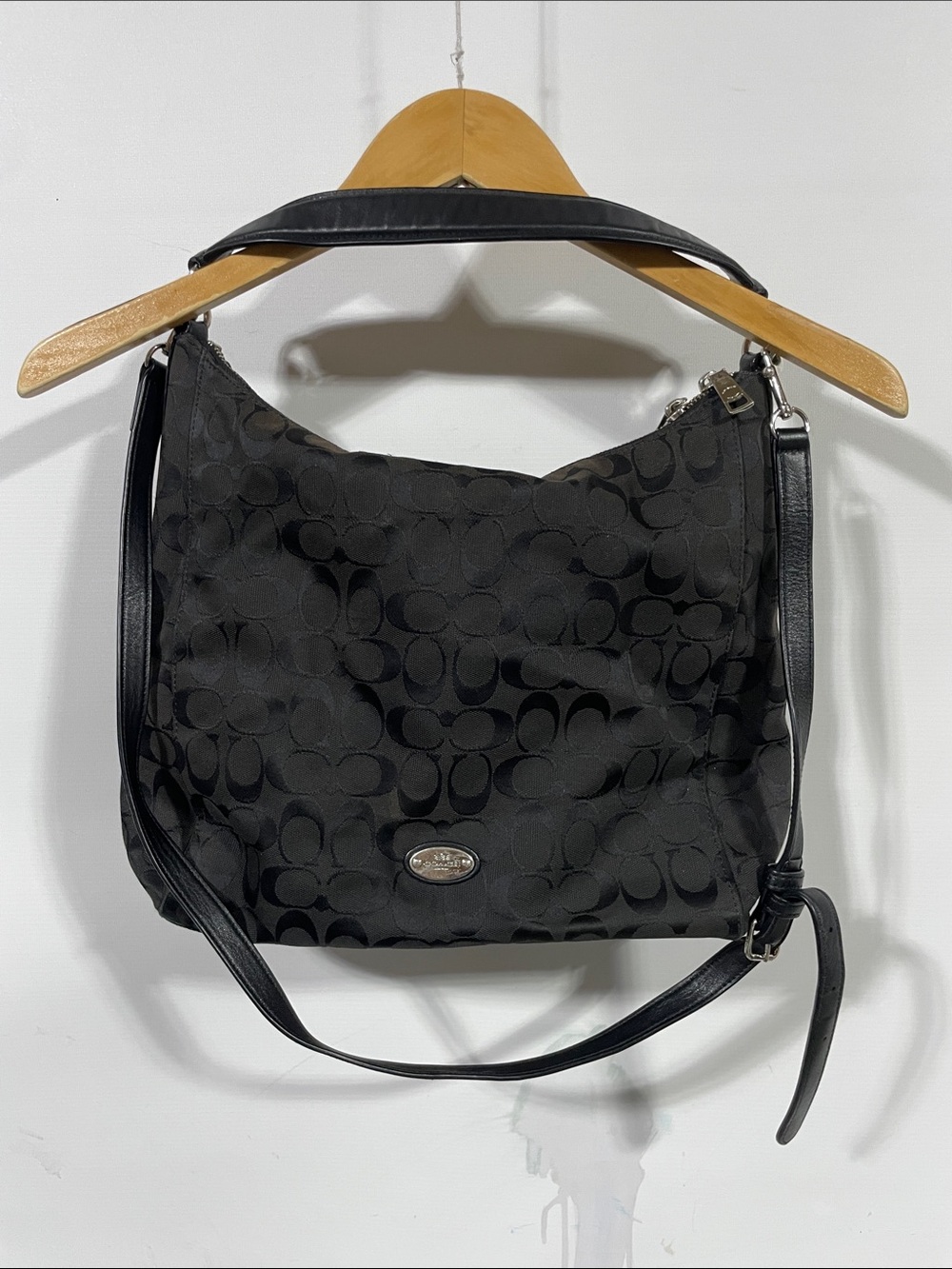 Coach Black Signature Jacquard Hobo Bag